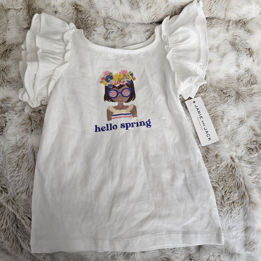 Hello Spring White Kids Top - Picture 8 of 13